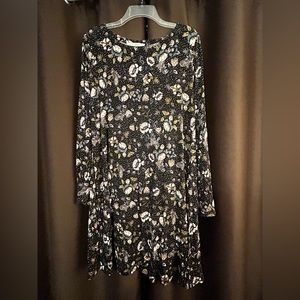 Loft black floral print dress Loft. Large , buttons on the wrist .